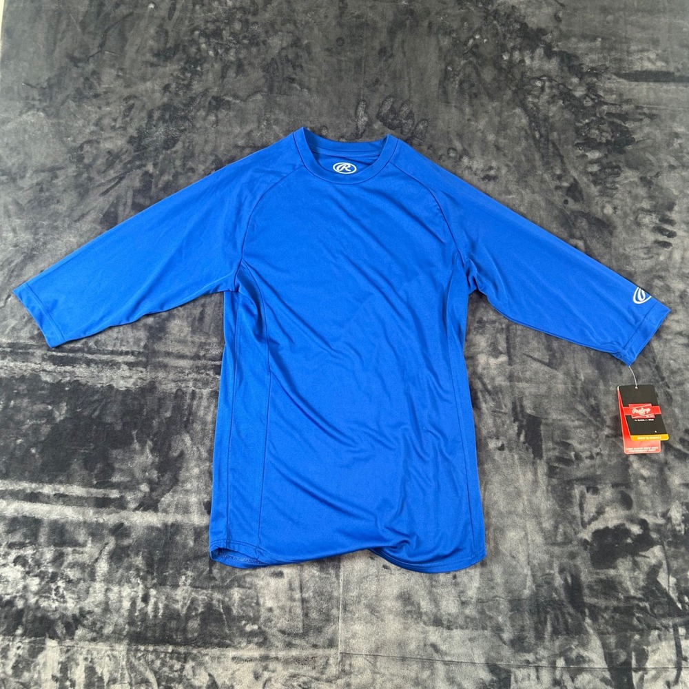 Rawlings Performance Base Layer Shirt Mens Small Blue 3/4 Sleeve Athletic Top